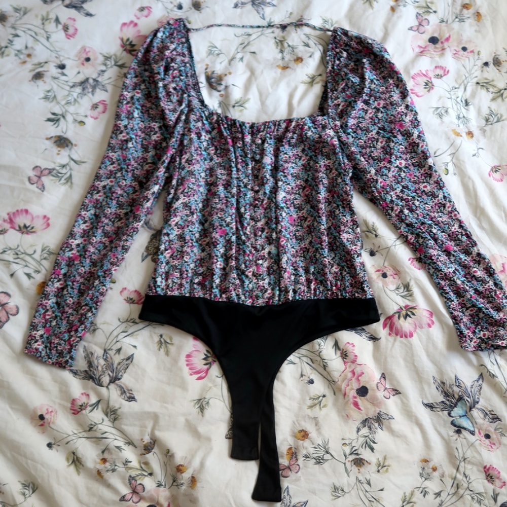 AFRM Nordstrom Floral Blouse Bodysuit M